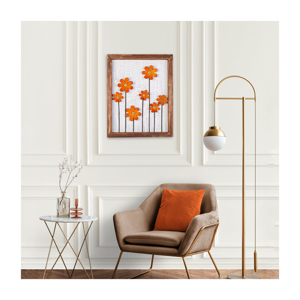 Wall Decor Handmade Daisy Field Yellow 3D Floral Art with Metallic Effect Approx H14 X L11 X D0.98inch