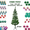 8 Feet - Christmas Tree with Metal Stand 1pc  (Ornaments Combo)