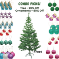 7 Feet - Christmas Tree with Metal Stand 1pc  (Ornaments Combo)