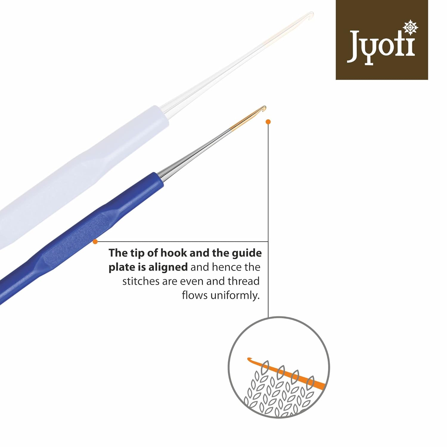 Crochet Hooks Plastic Handle(Gold Point) For Thread No.5 1Pc