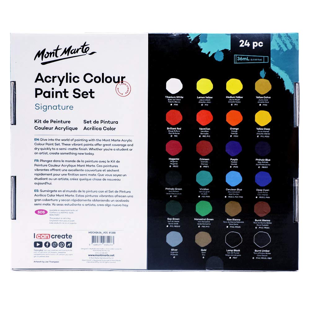Mont Marte Signature Acrylic Paint Set 24Pc X 36ML