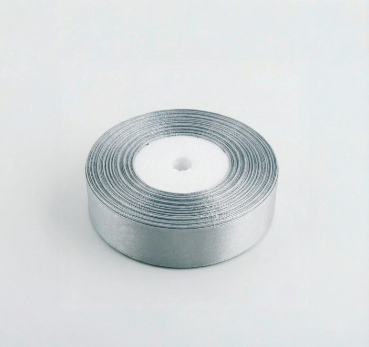 Satin Ribbon 25Mm 50Mtr Silver