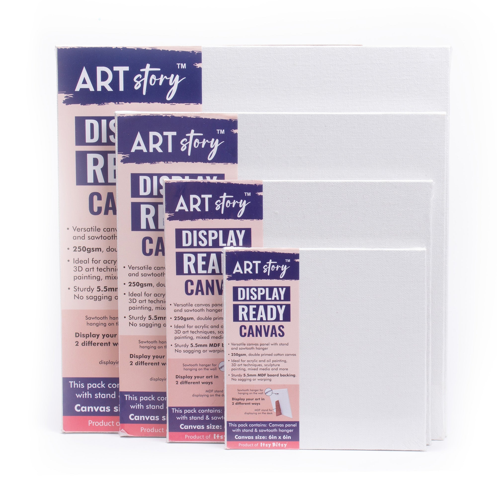 Ready to Display Canvas 6 X 6inch 250gsm MDF 5.5mm Thick