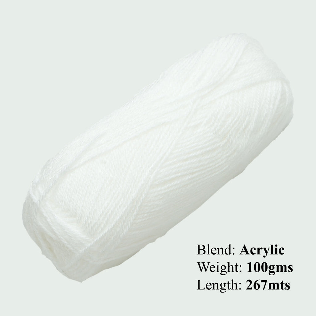 Soft Baby Knitting/Crochet Yarn 100% Acrylic White 267m 100g