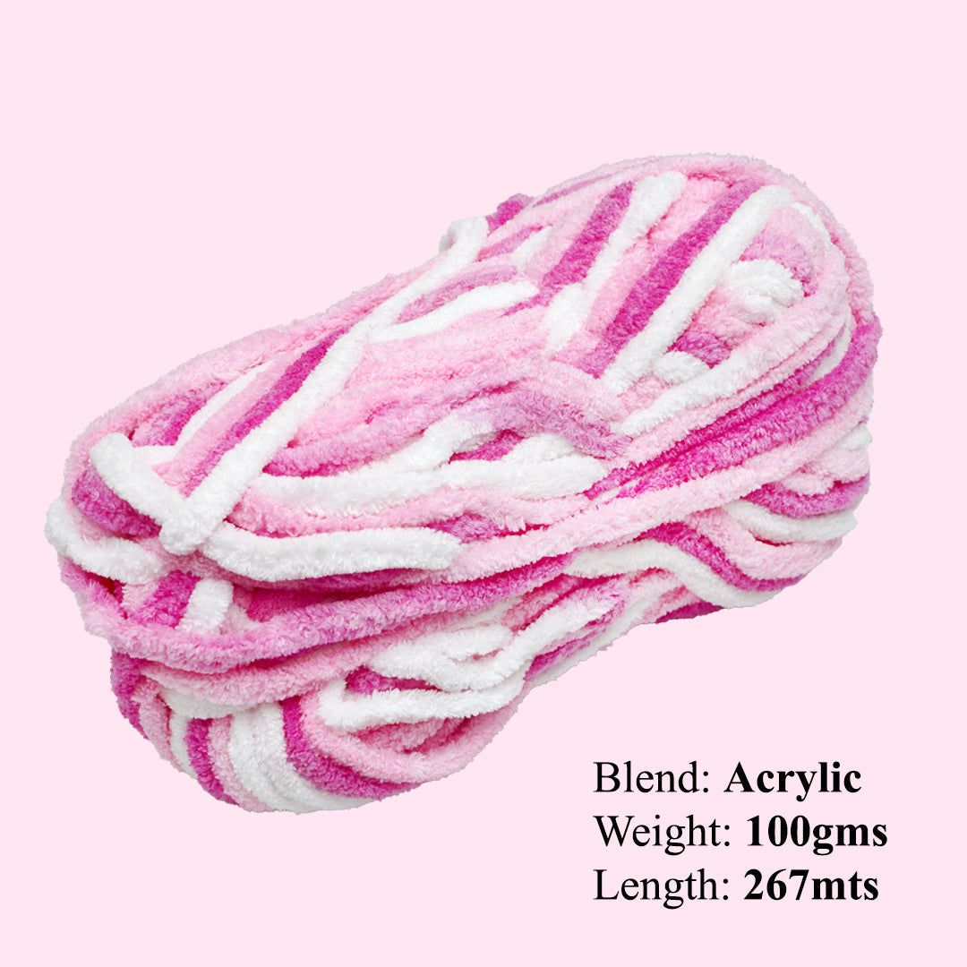Snuggly Blanket Knitting/Crochet yarn Multi 100% Polyester Raspberry Rose Multi Colour 50m 100g