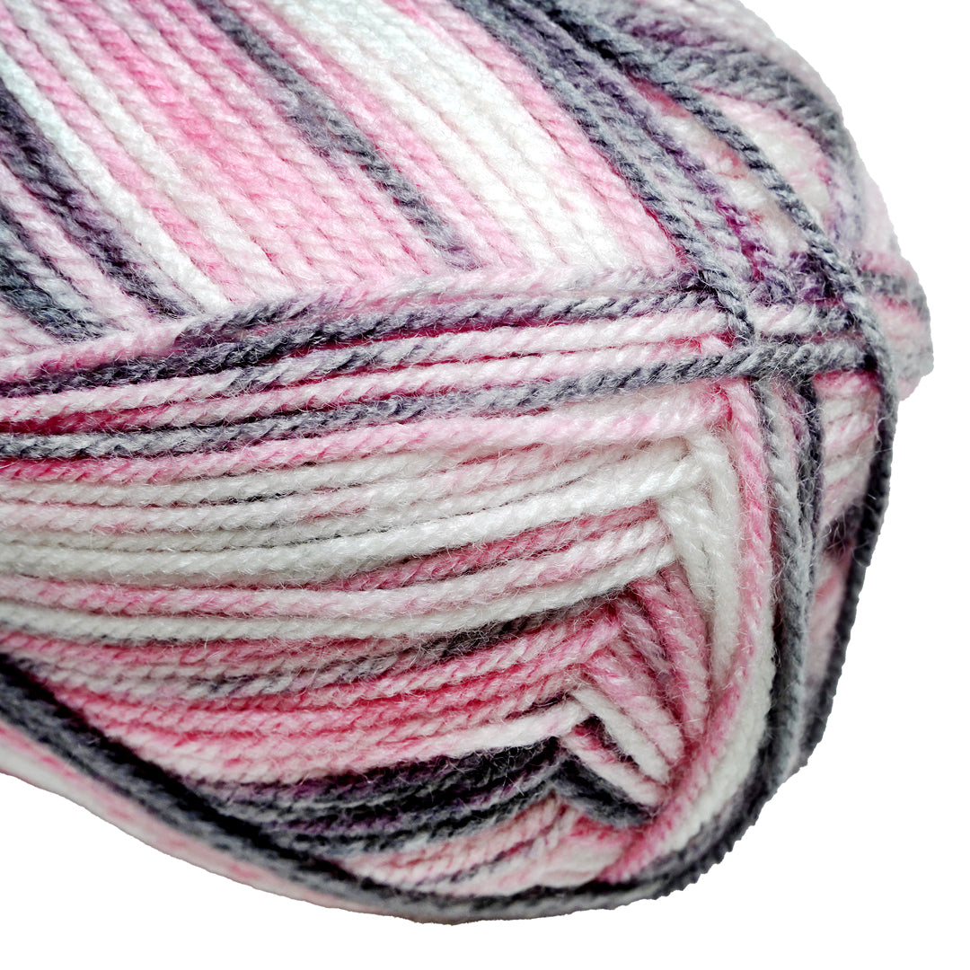 Soft Baby Knitting/Crochet Yarn Multi 100% Acrylic Pink Dove 267m 100g