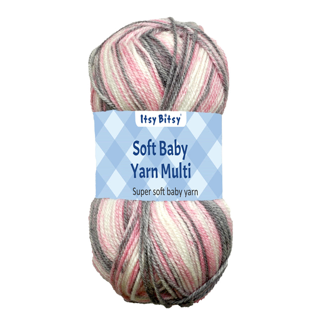 Soft Baby Knitting/Crochet Yarn Multi 100% Acrylic Pink Dove 267m 100g