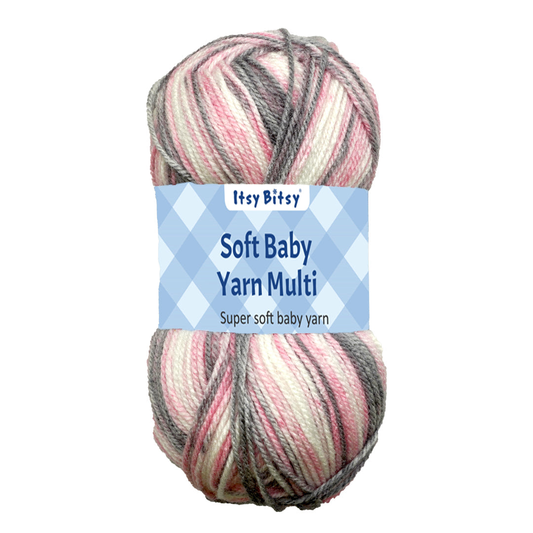 Soft Baby Knitting/Crochet Yarn Multi 100% Acrylic Pink Dove 267m 100g