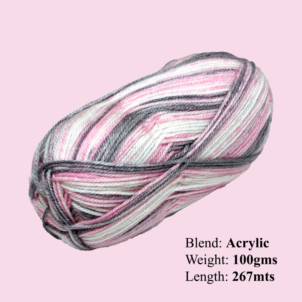 Soft Baby Knitting/Crochet Yarn Multi 100% Acrylic Pink Dove 267m 100g