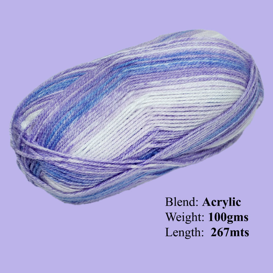 Soft Baby Knitting/Crochet Yarn Multi 100% Acrylic Lavender Meadow 267m 100g