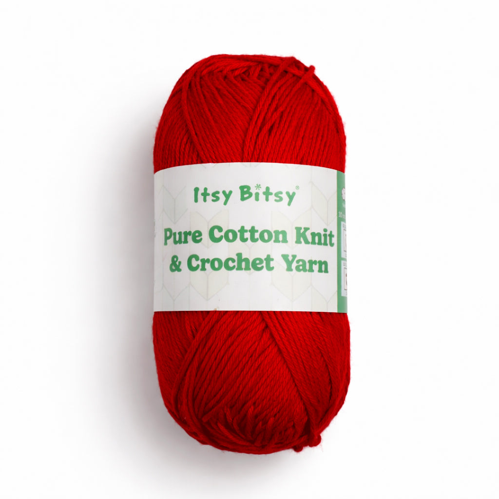 Pure Cotton Knitting/Crochet Yarn 100% Cotton Red Robin 130m 50g