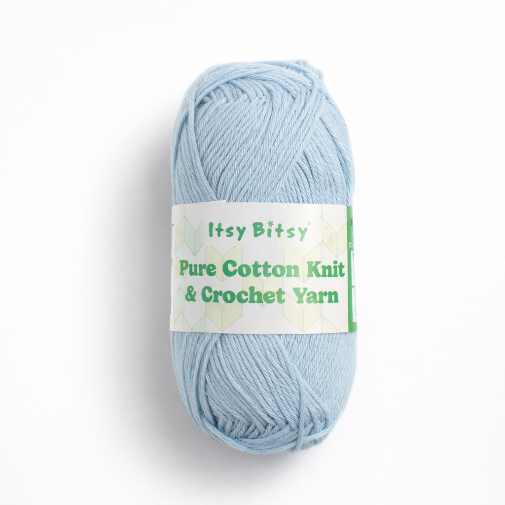 Pure Cotton Knitting/Crochet Yarn 100% Cotton Pale Ash Blue 130m 50g