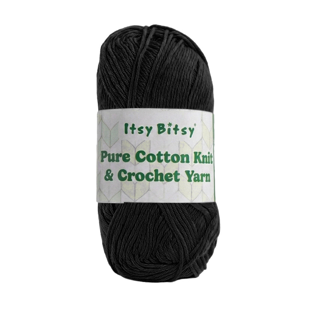 Pure Cotton Knitting/Crochet Yarn 100% Cotton Soot black 130m 50g