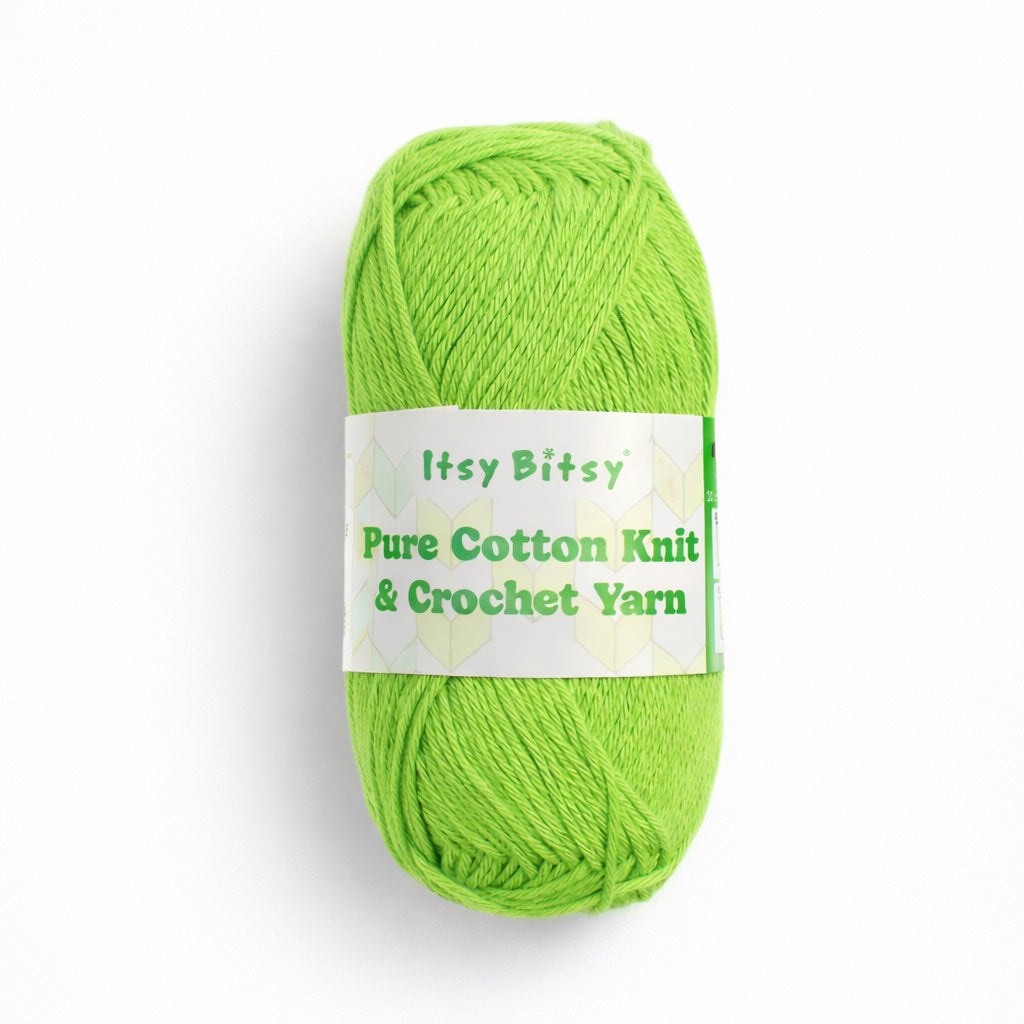 Pure Cotton Knitting/Crochet Yarn 100% Cotton Fresh Lime 130m 50g