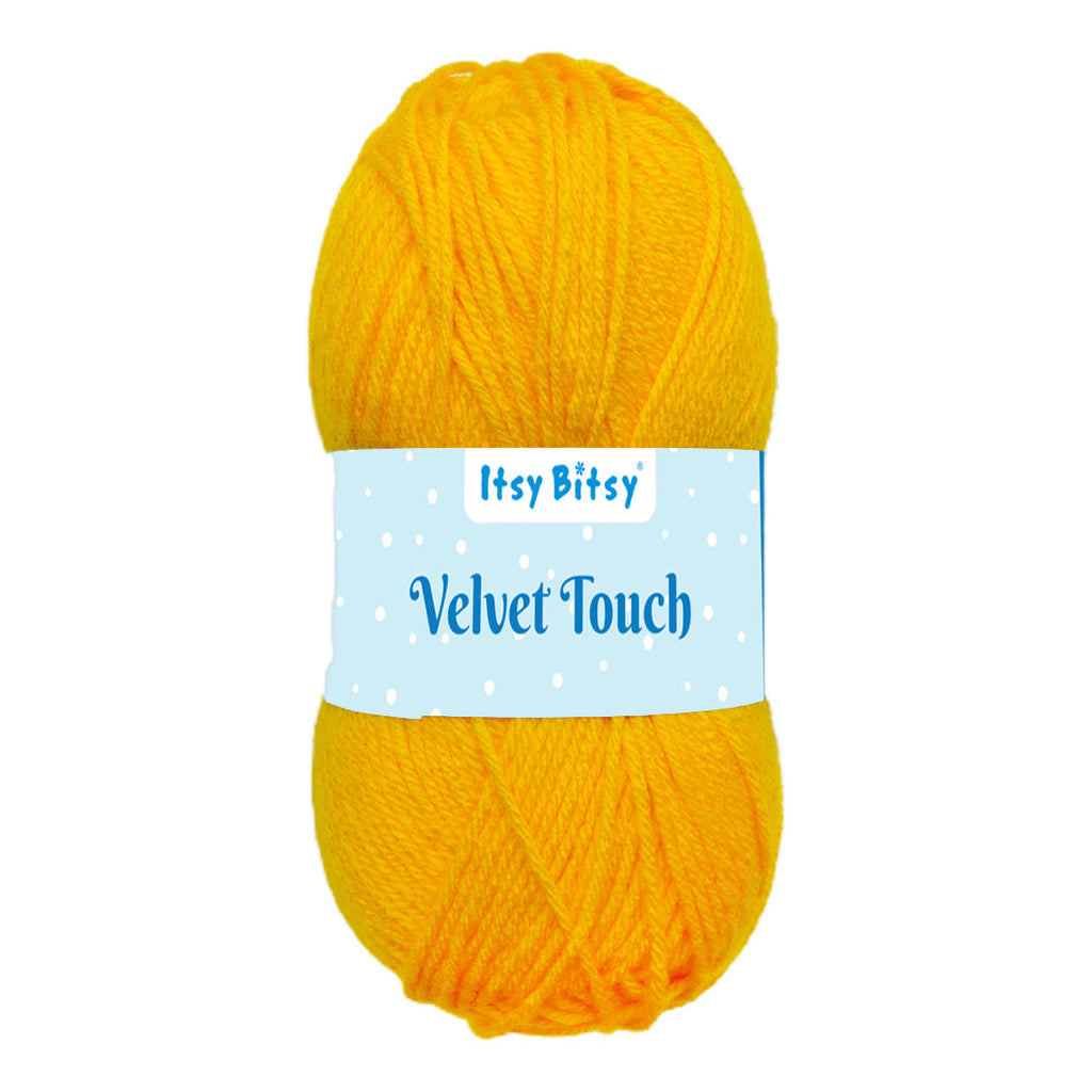 Velvet Touch Knitting/Crochet Yarn 100% Acrylic Yellow 200m 100g