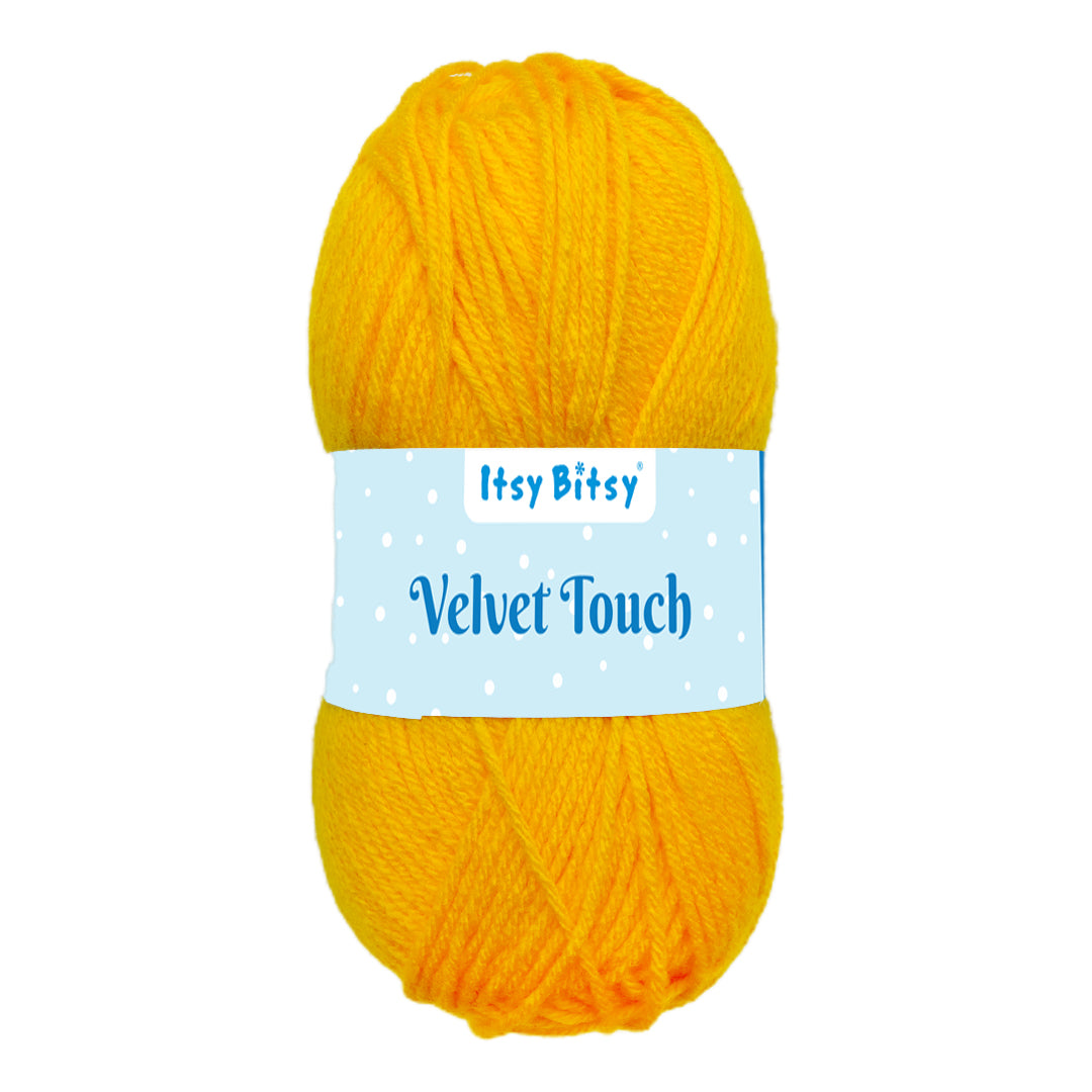 Velvet Touch Knitting/Crochet Yarn 100% Acrylic Yellow 200m 100g