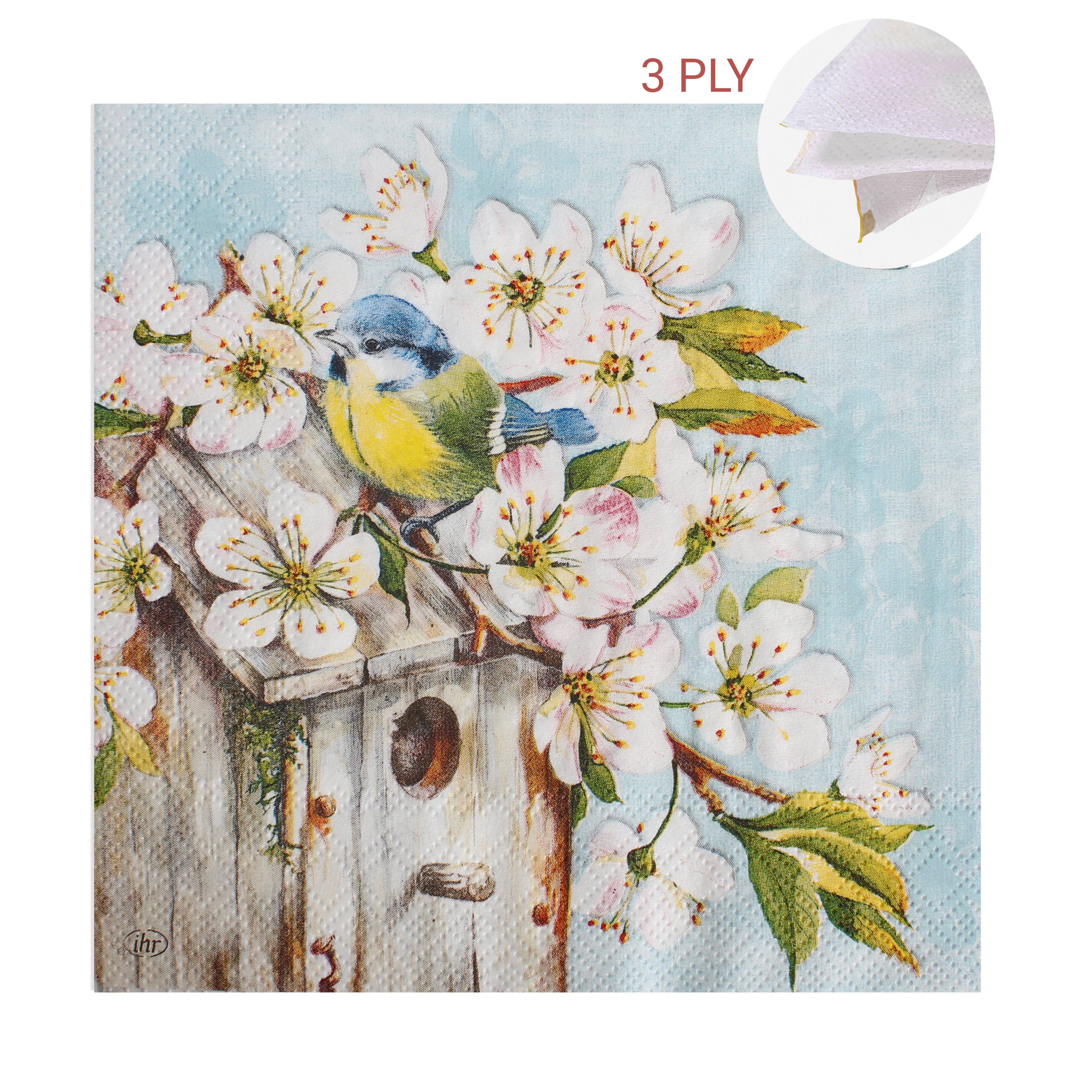Decoupage Napkin Birdhouse Blossom 26 X 13inch 3PLY 1pc