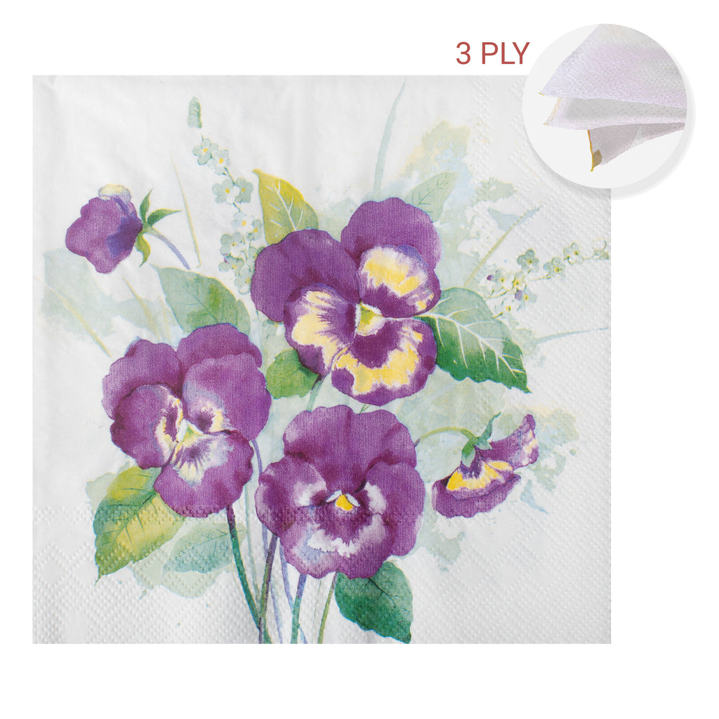 Decoupage Napkin Charming Pansy 13 X 13inch 3PLY 1pc