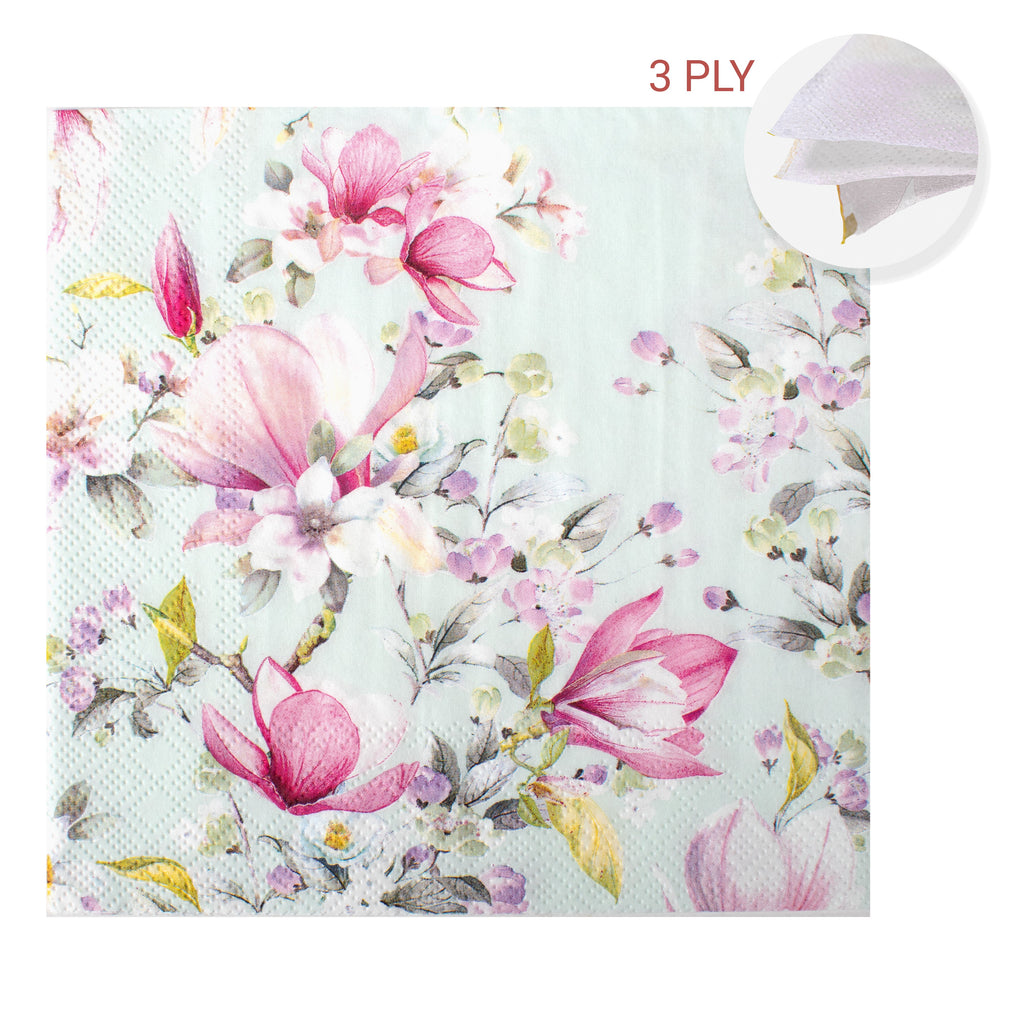 Decoupage Napkin Wild Magnolia- Blue 13 X 13inch 3PLY 1pc