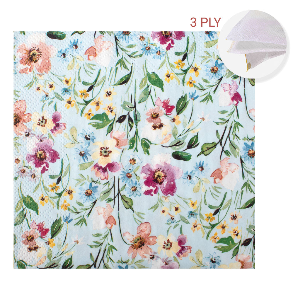 Decoupage Napkin Delightful Bloom - Blue 13 X 13inch 3PLY 1pc