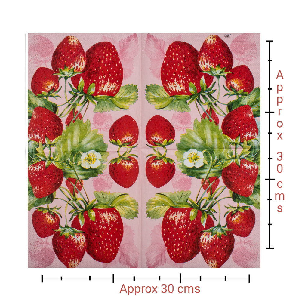 Decoupage Napkin Strawberry Patch 13 X 13inch 3PLY 1pc