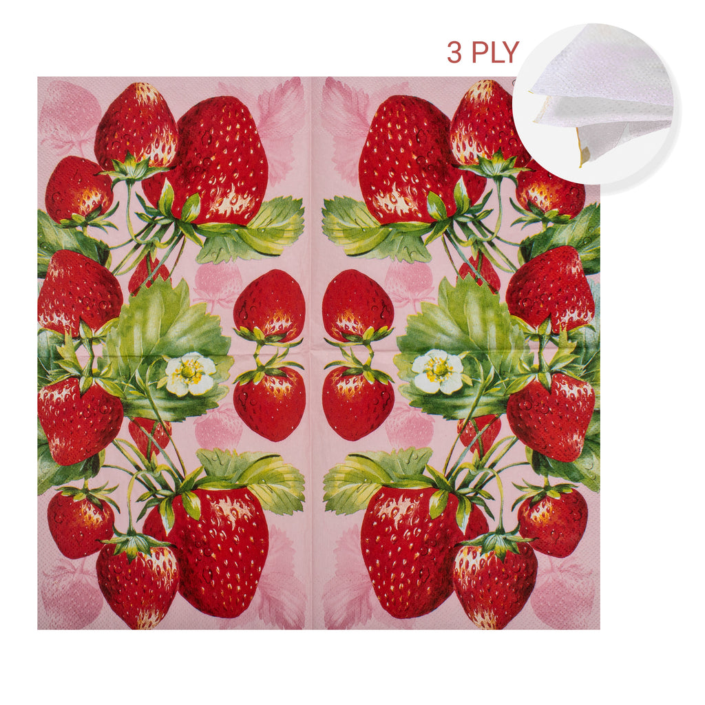 Decoupage Napkin Strawberry Patch 13 X 13inch 3PLY 1pc