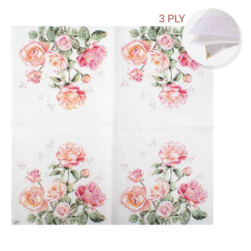 Decoupage Napkin Coral Rose 13 X 13inch 3PLY 1pc