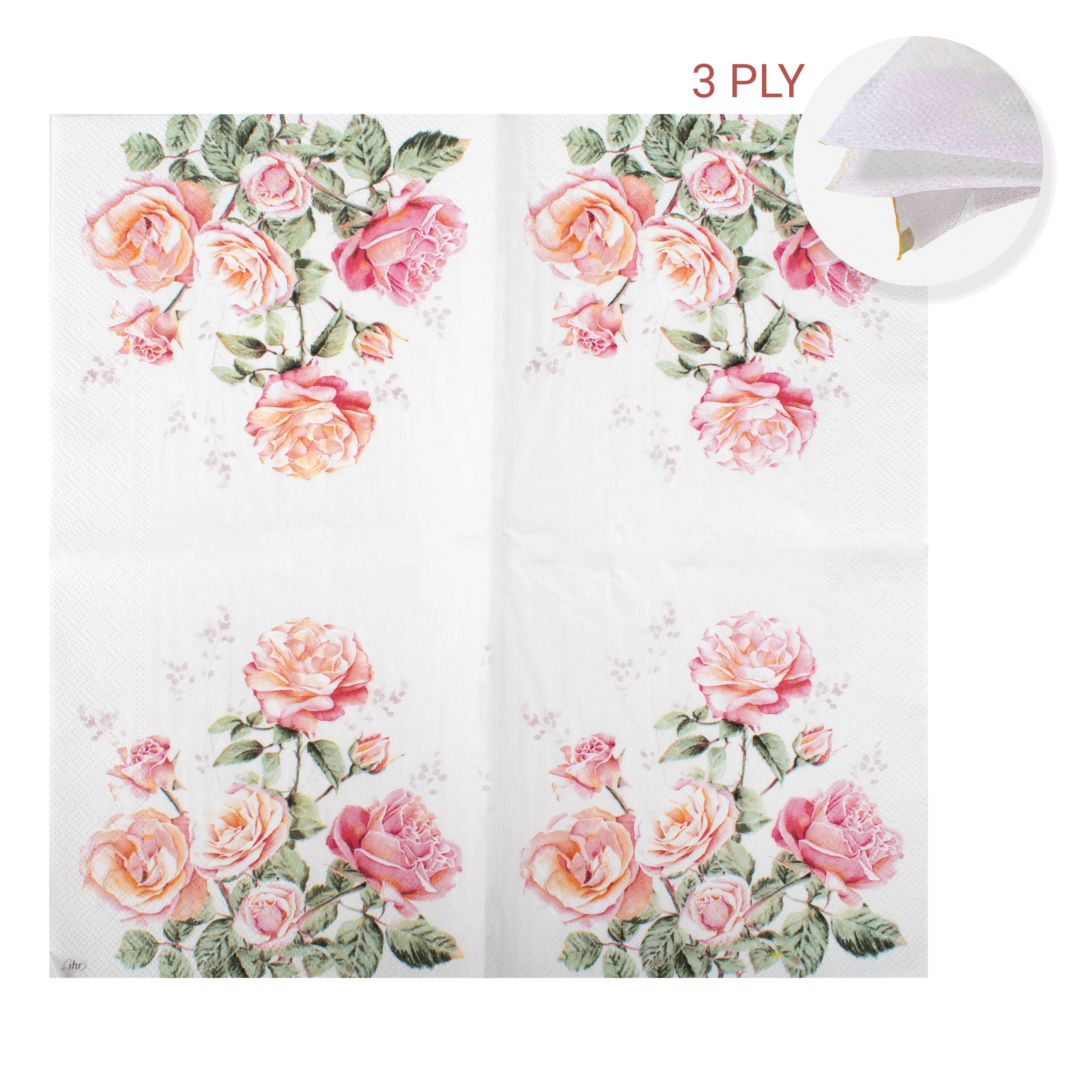 Decoupage Napkin Coral Rose 13 X 13inch 3PLY 1pc