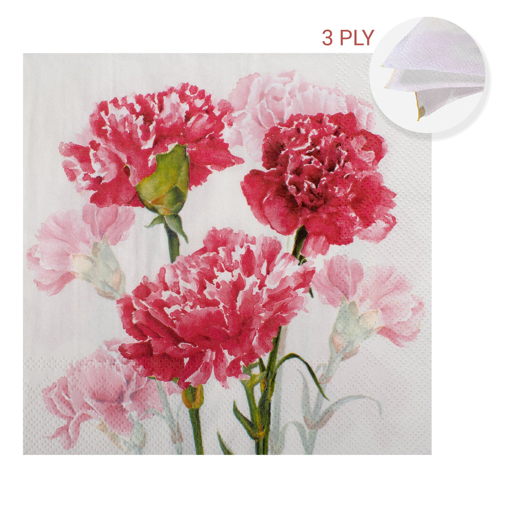 Decoupage Napkin Carnation Blossom 13 X 13inch 3PLY 1pc