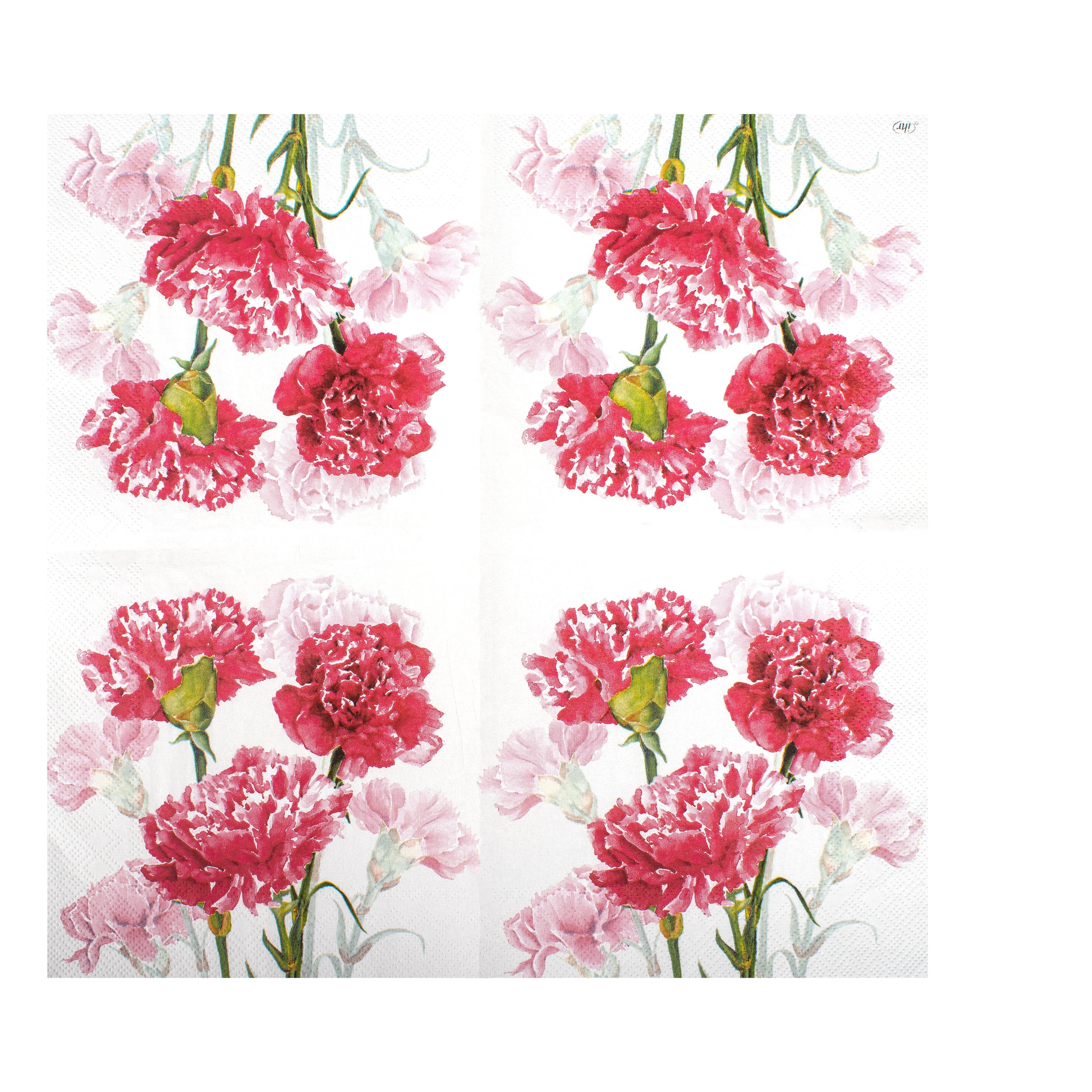 Decoupage Napkin Carnation Blossom 13 X 13inch 3PLY 1pc