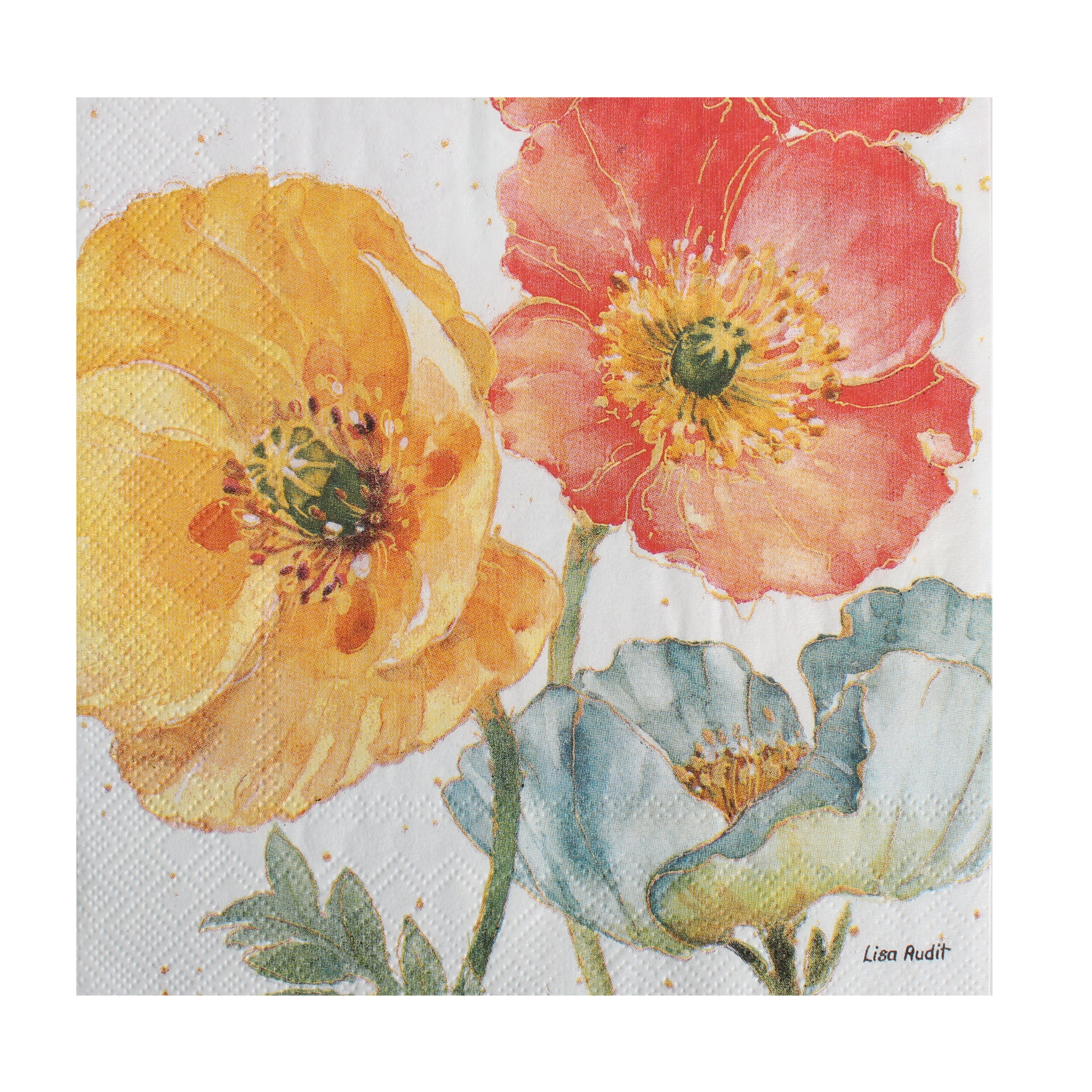 Decoupage Napkin Pastel Poppies 52 X 13inch 3PLY 1pc