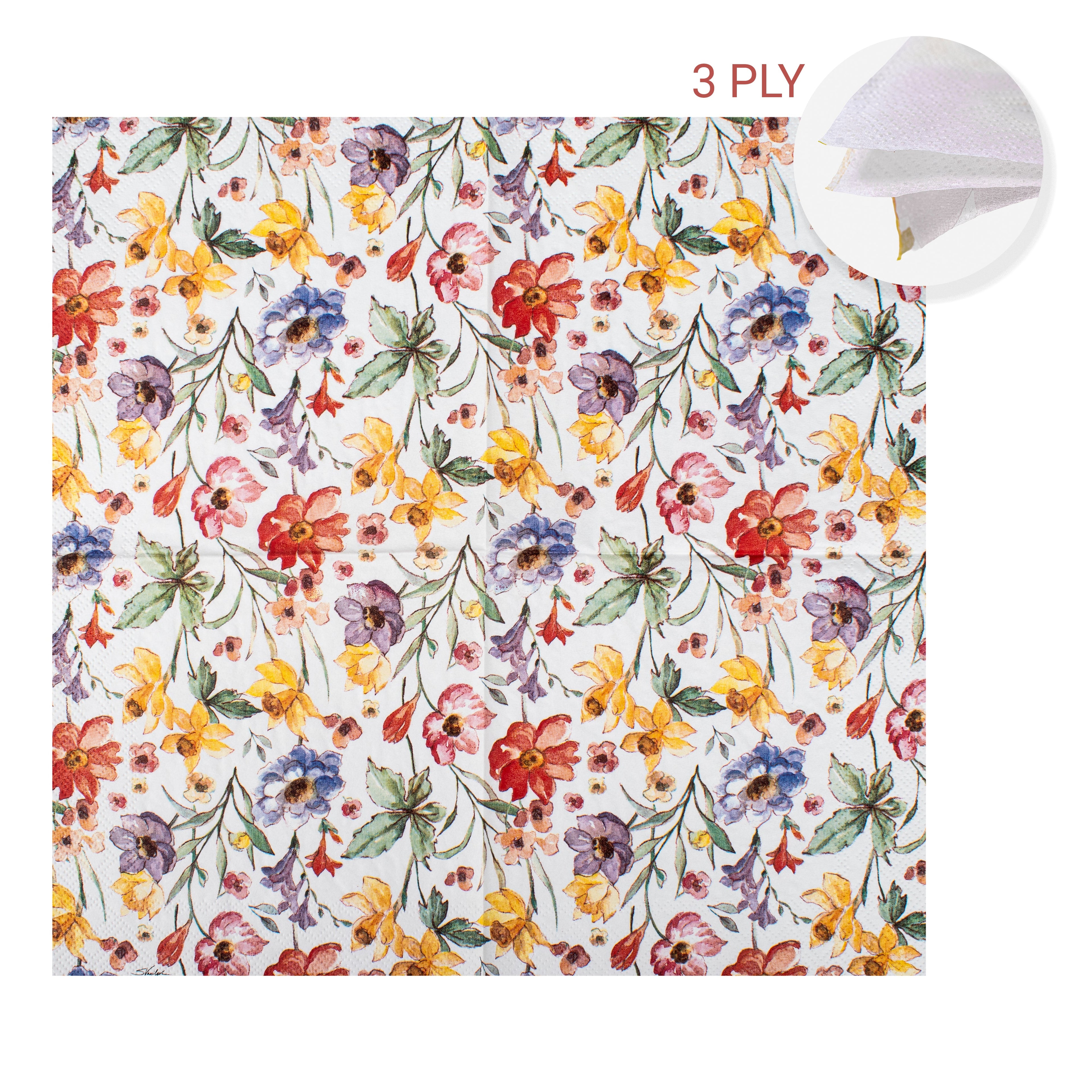 Decoupage Napkin Pastel Flora 13 X 13inch 3PLY 1pc
