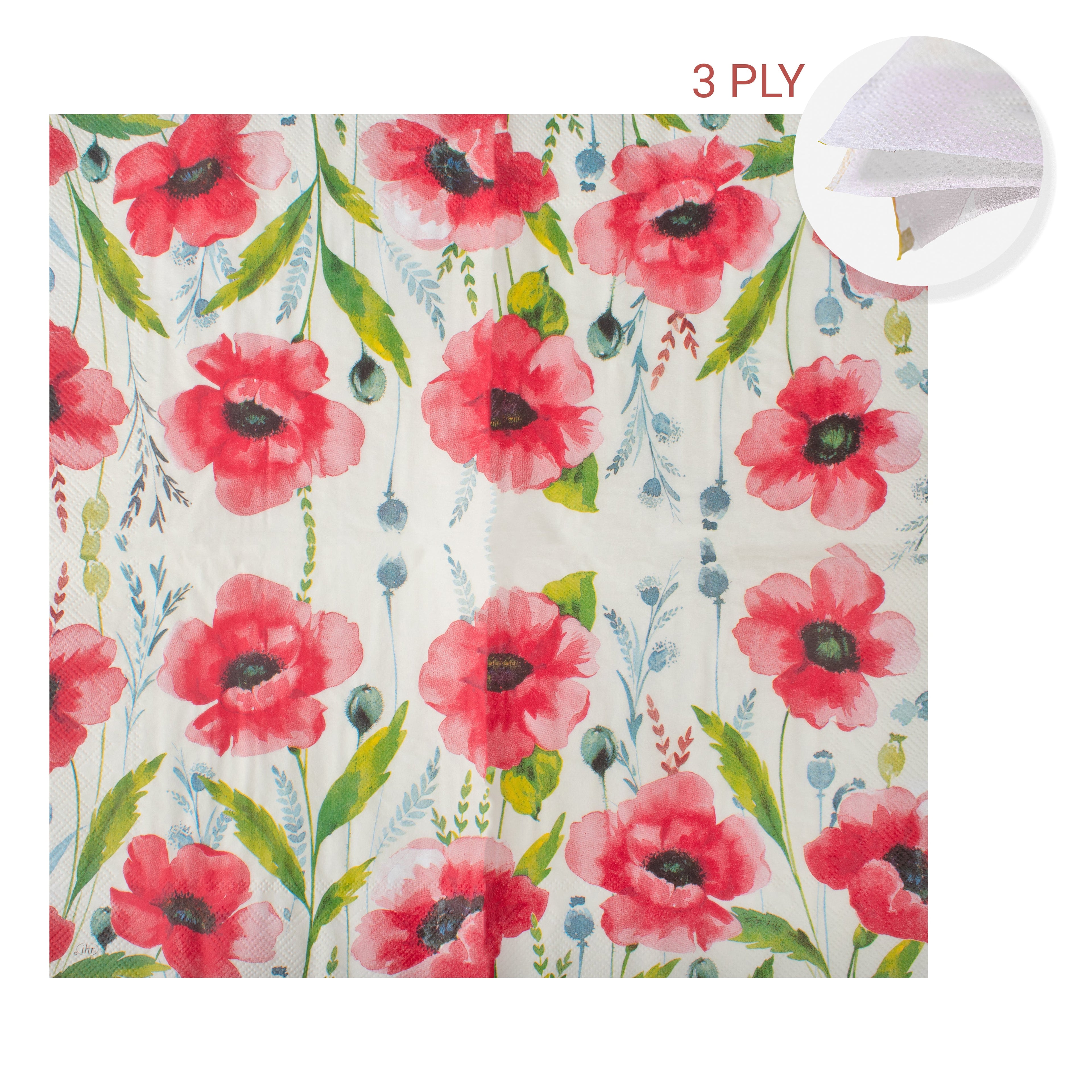 Decoupage Napkin Aqua Anemone 13 X 13inch 3PLY 1pc