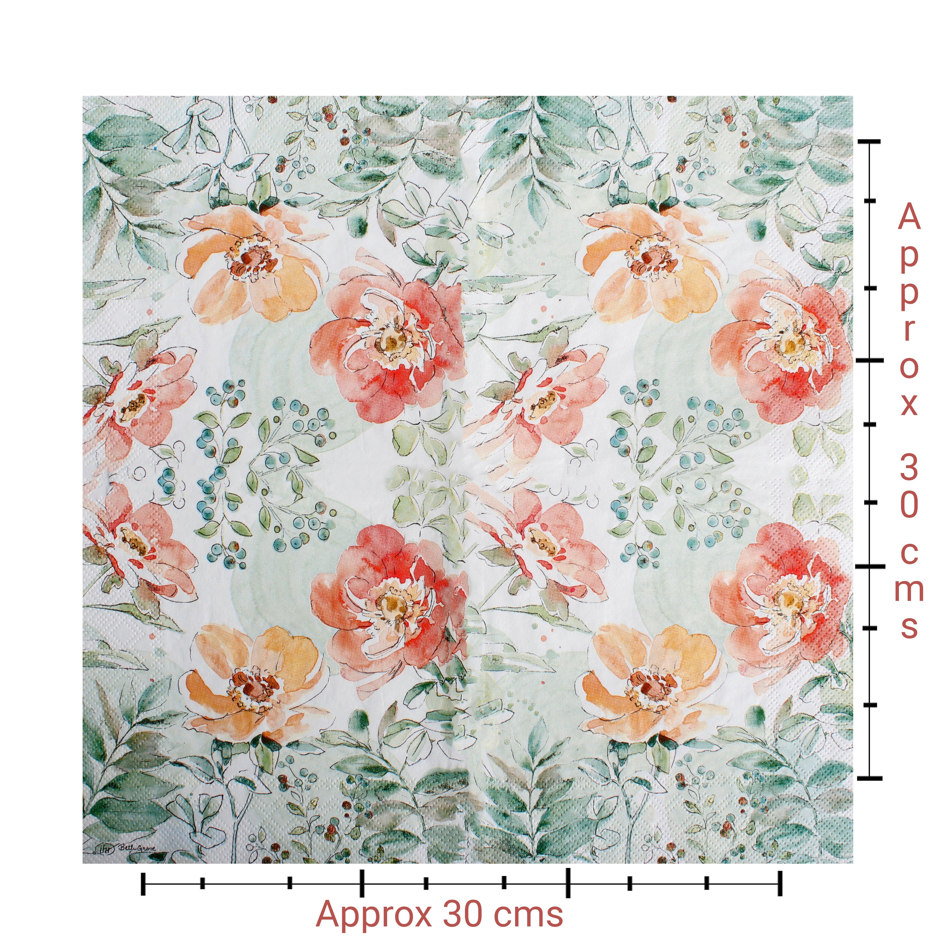 Decoupage Napkin Coral Petals 67 X 13inch 3PLY 1pc