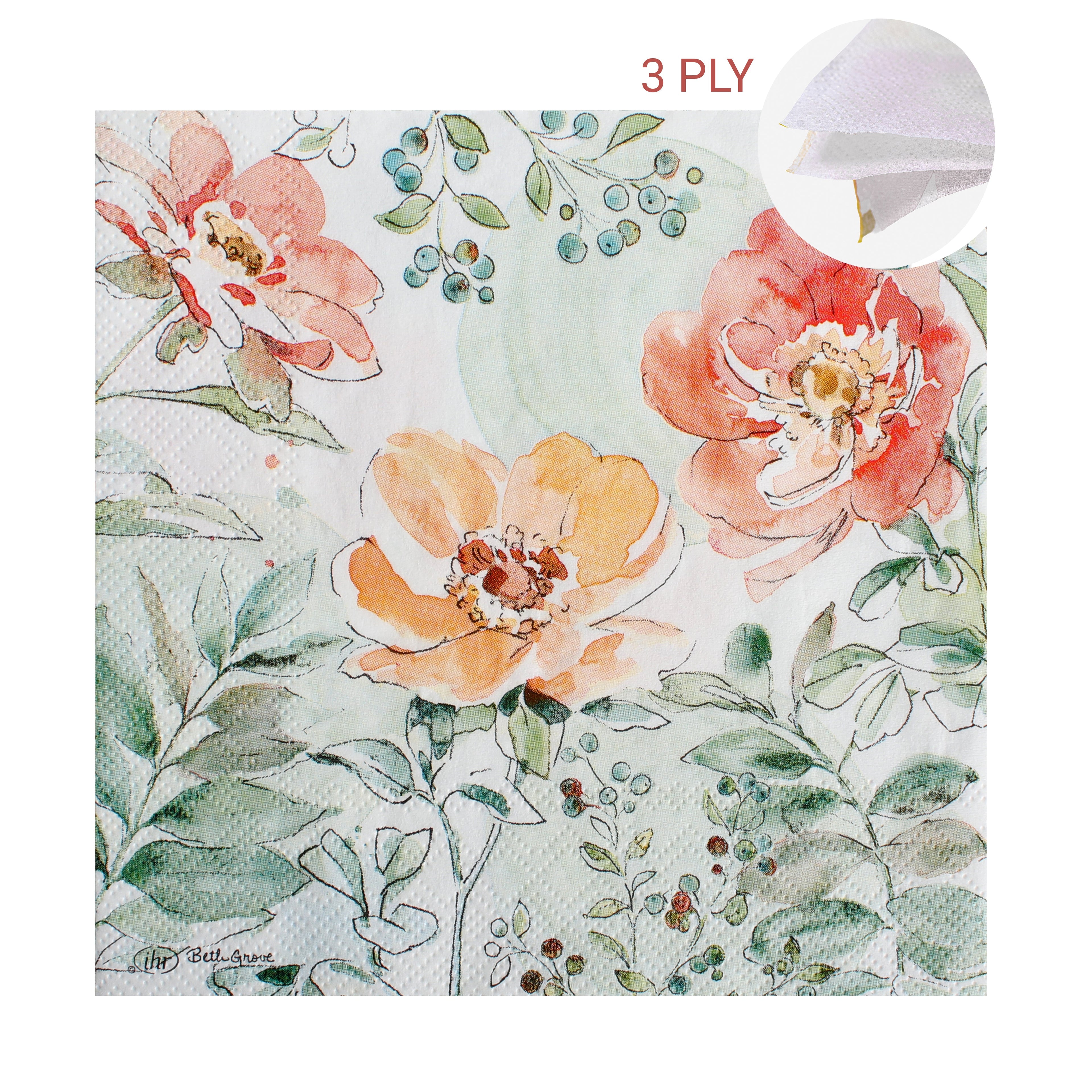Decoupage Napkin Coral Petals 67 X 13inch 3PLY 1pc