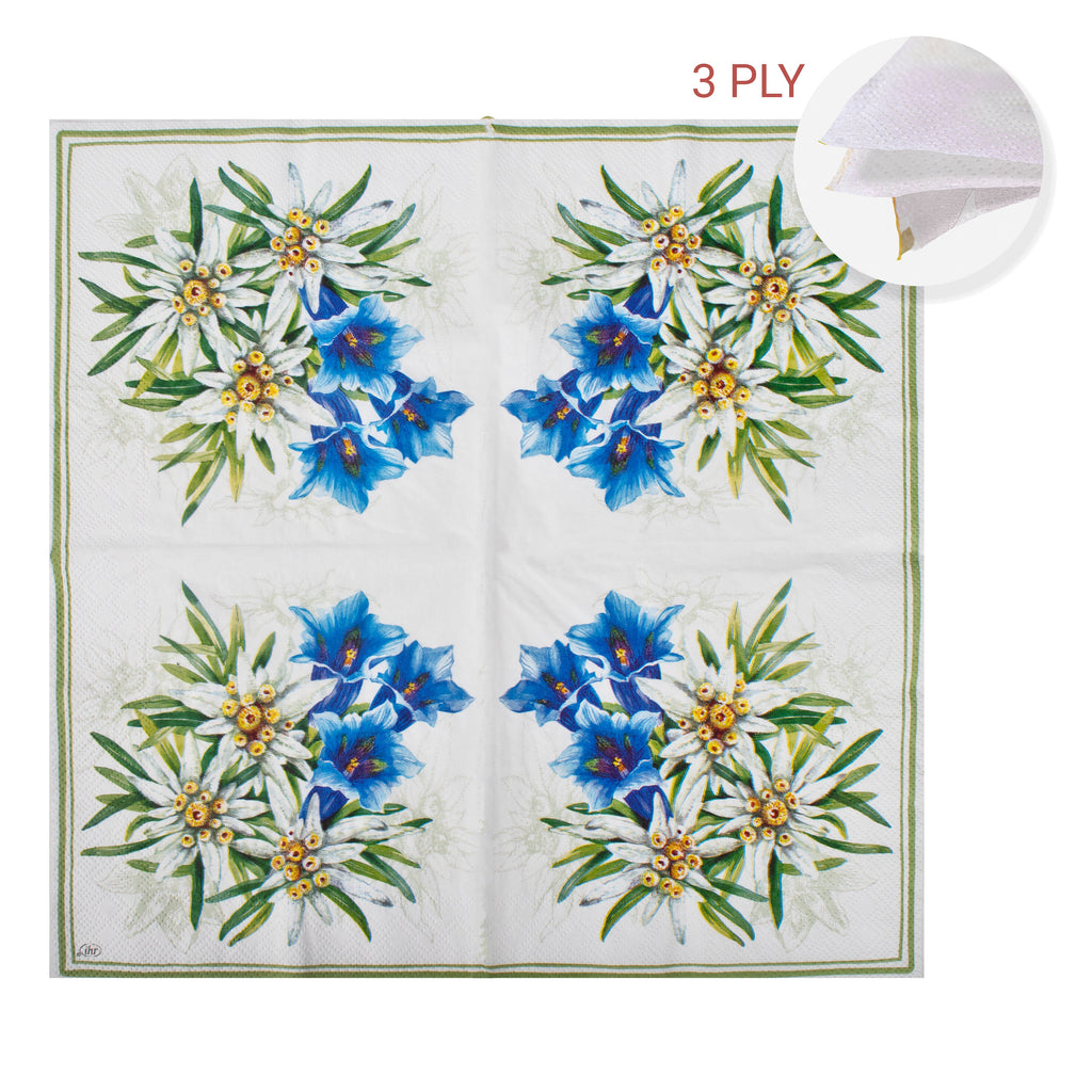 Decoupage Napkin Edelweiss Bloom 13 X 13inch 3PLY 1pc