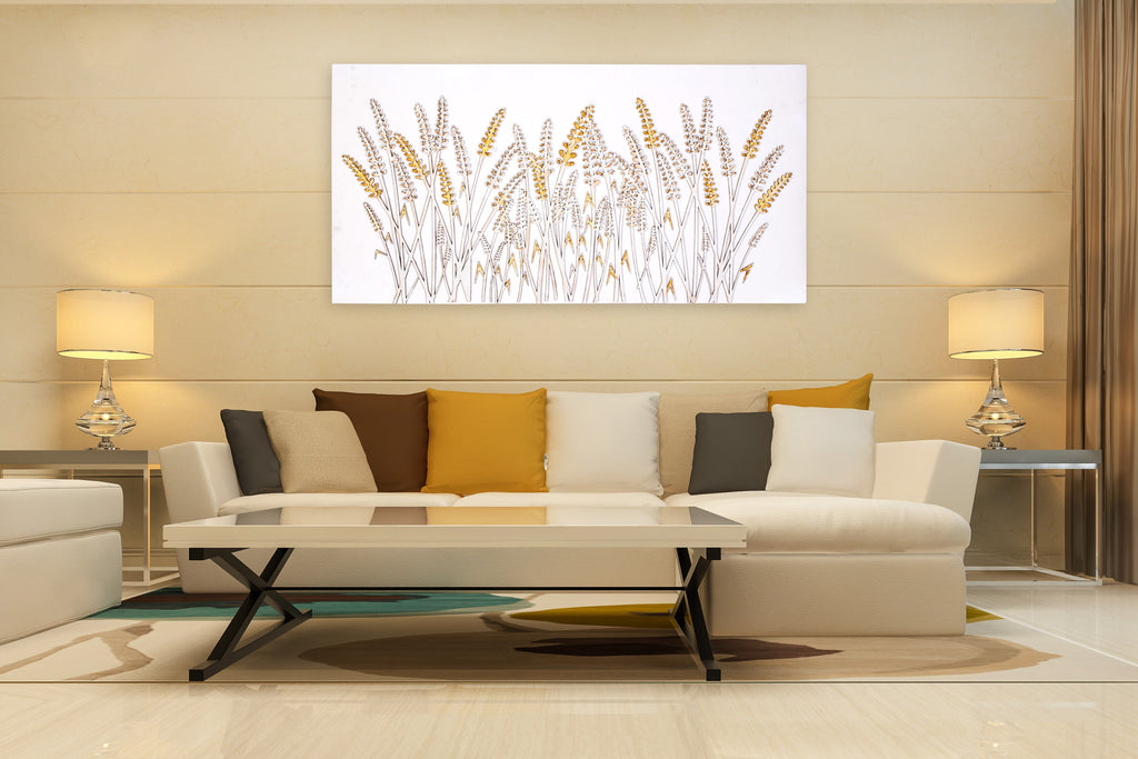 Wall Decor 3D Metallic Corn Field Approx H24 X L12 X D0.78inch 1pc