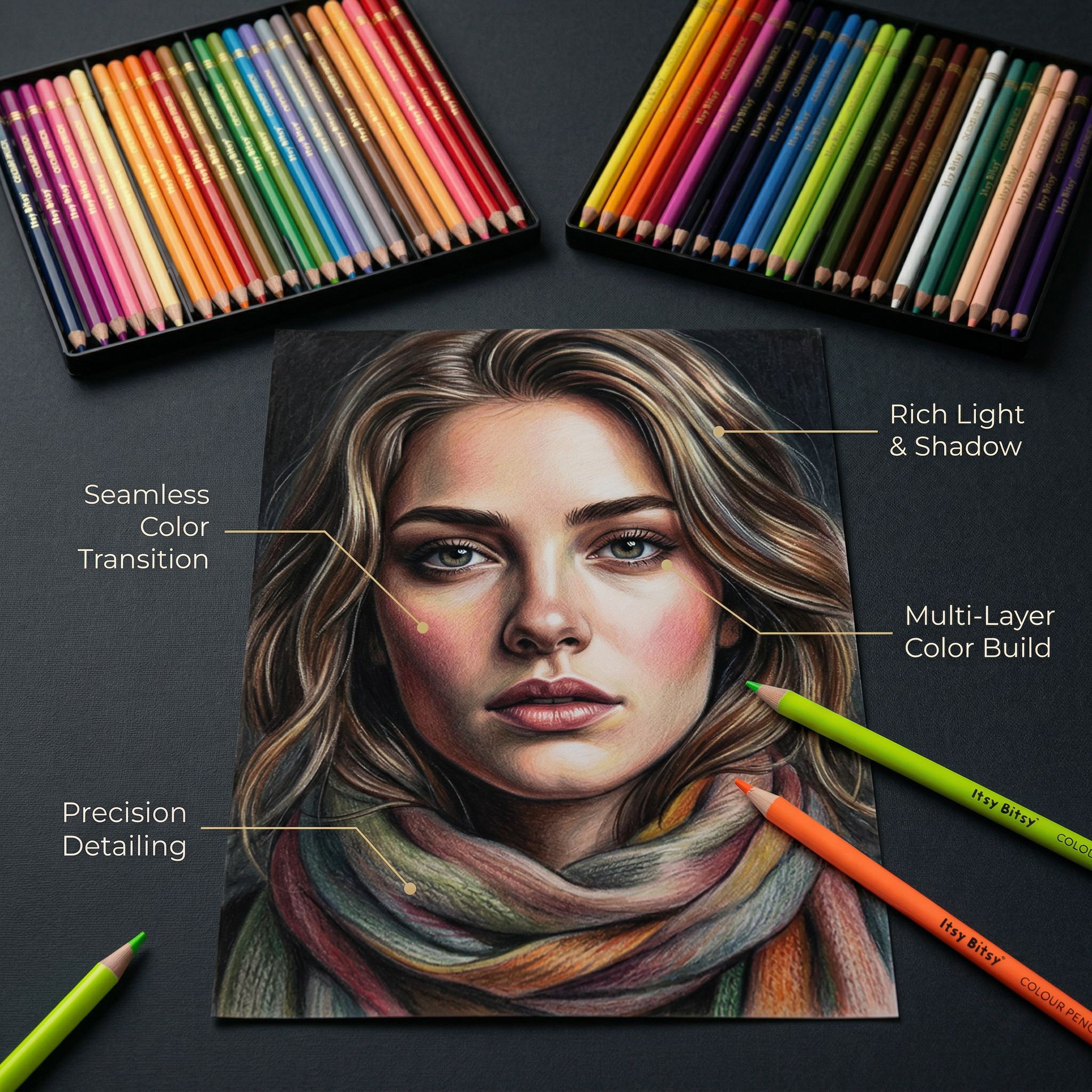 Premium Artist Colour Pencils - Pack of 48 Colours 1Box