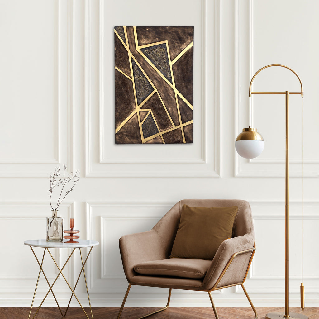 Wall Decor Geometric Metallic Angular Spectacle Approx H18 X L12 X D0.78inch 1pc