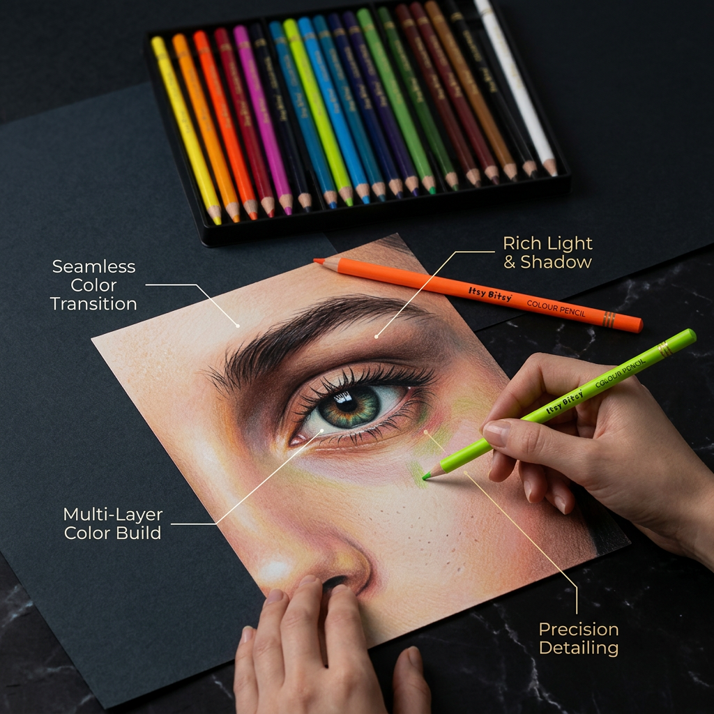 Premium Artist Colour Pencils - Pack of 18 Colours 1Box