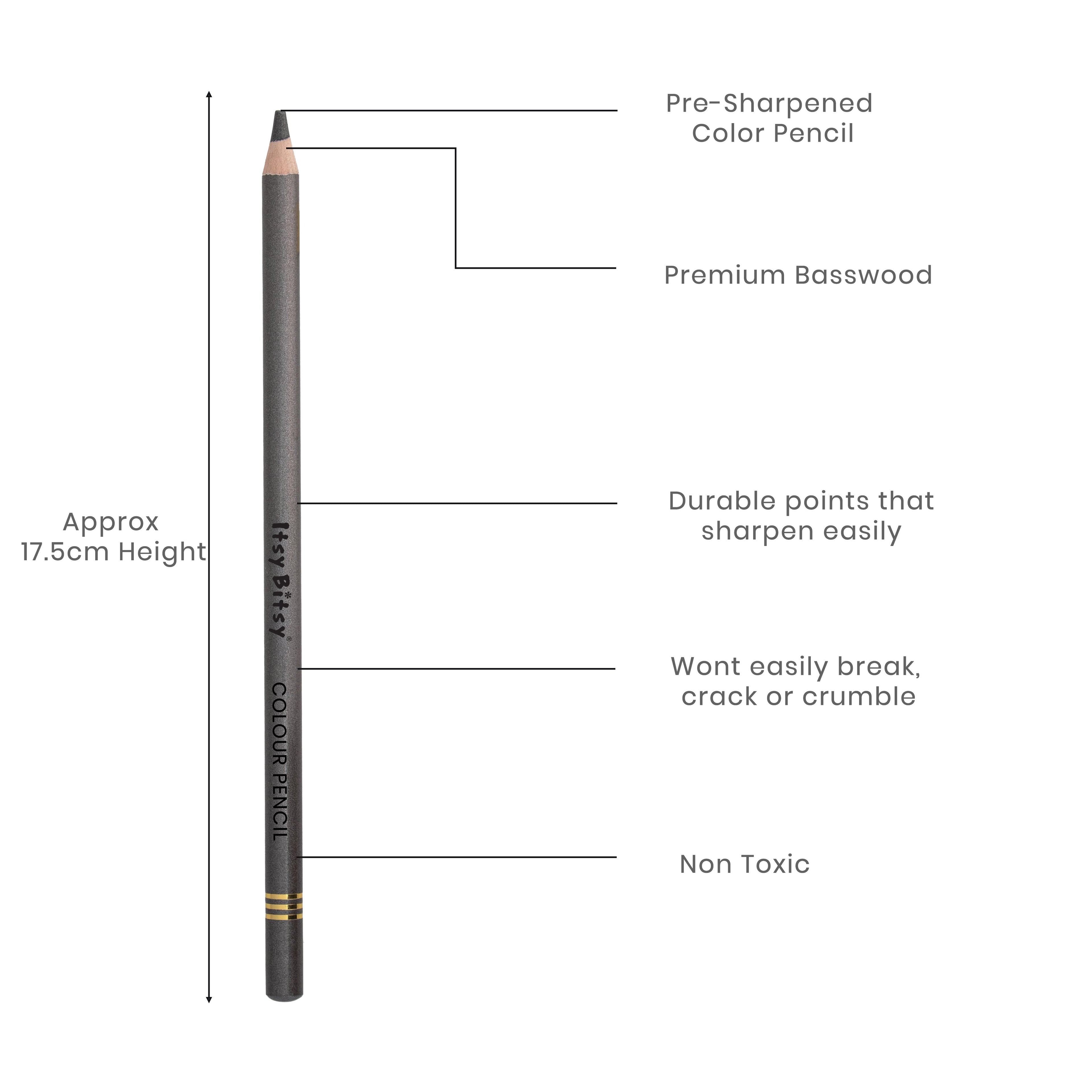 Premium Artist Metallic Colour Pencil 1pc - Metallic Black
