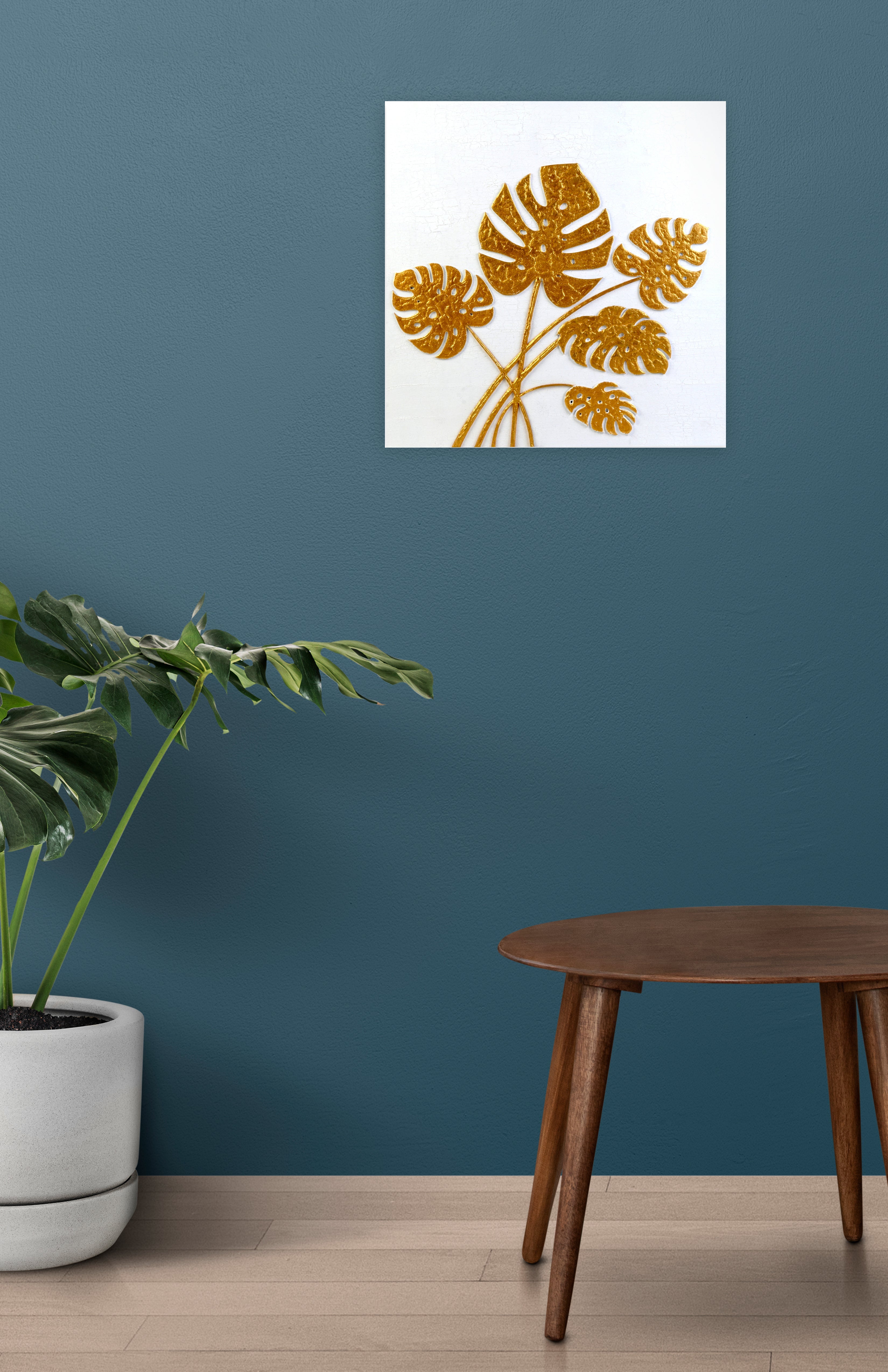 Wall Decor Tropical Monstera Gold Sheen Approx H20 X L20 X D0.98inch 1pc