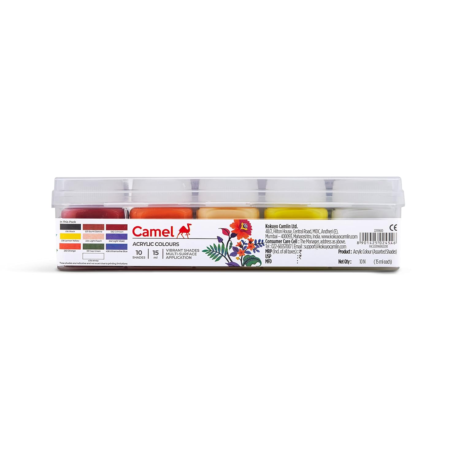 FABRIC ACRYLIC ULTRA COLOUR SET 10SHADES BOTTLE CAMLIN