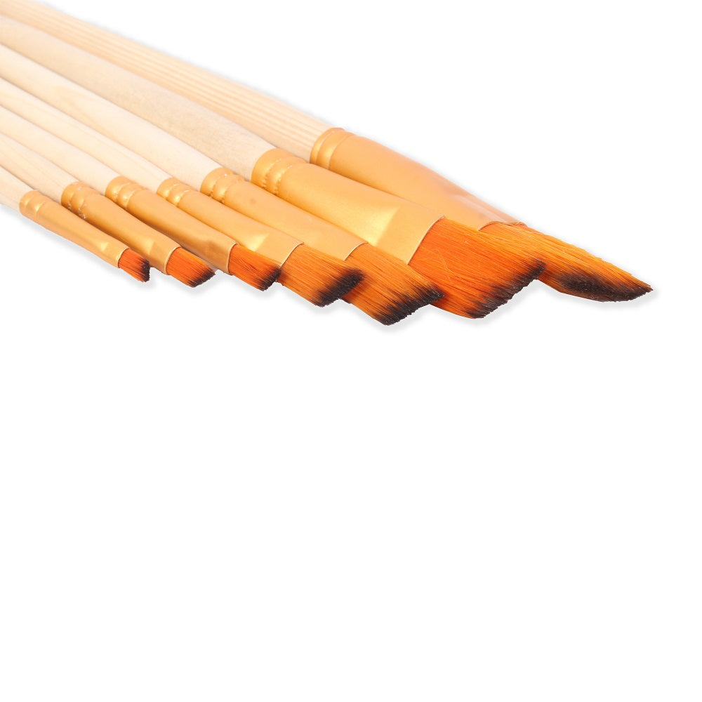 Angular Brush Synthetic Hair Size 0 2 4 6 8 10 12 Set of 7 pc