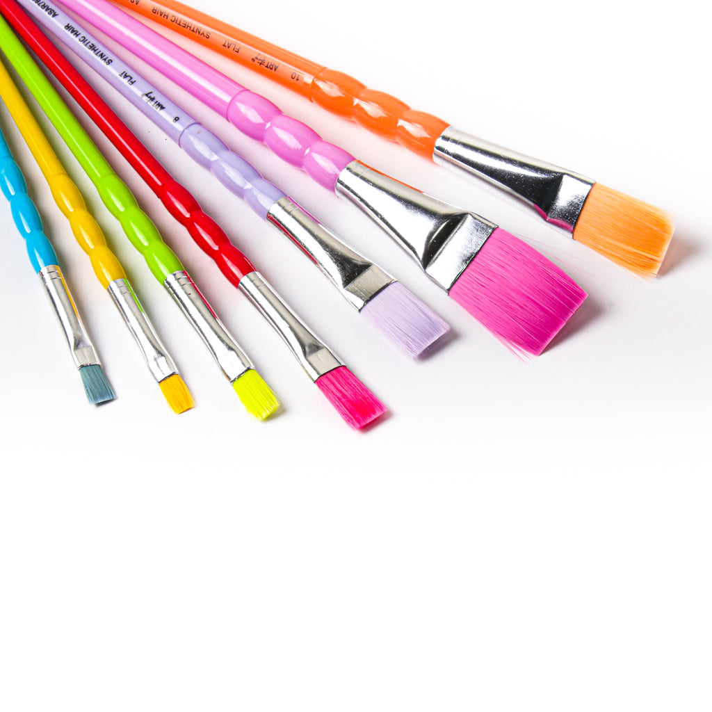 Kids Brush Flat Synthetic Hair Size 1 2 4 6 8 10 12 Set of 7pc