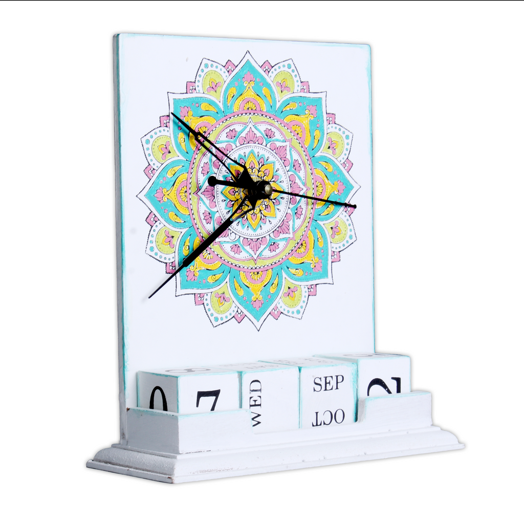 Wooden Desk Clock and Calendar Magnificent Mandala Kit - Gift Of Creativity