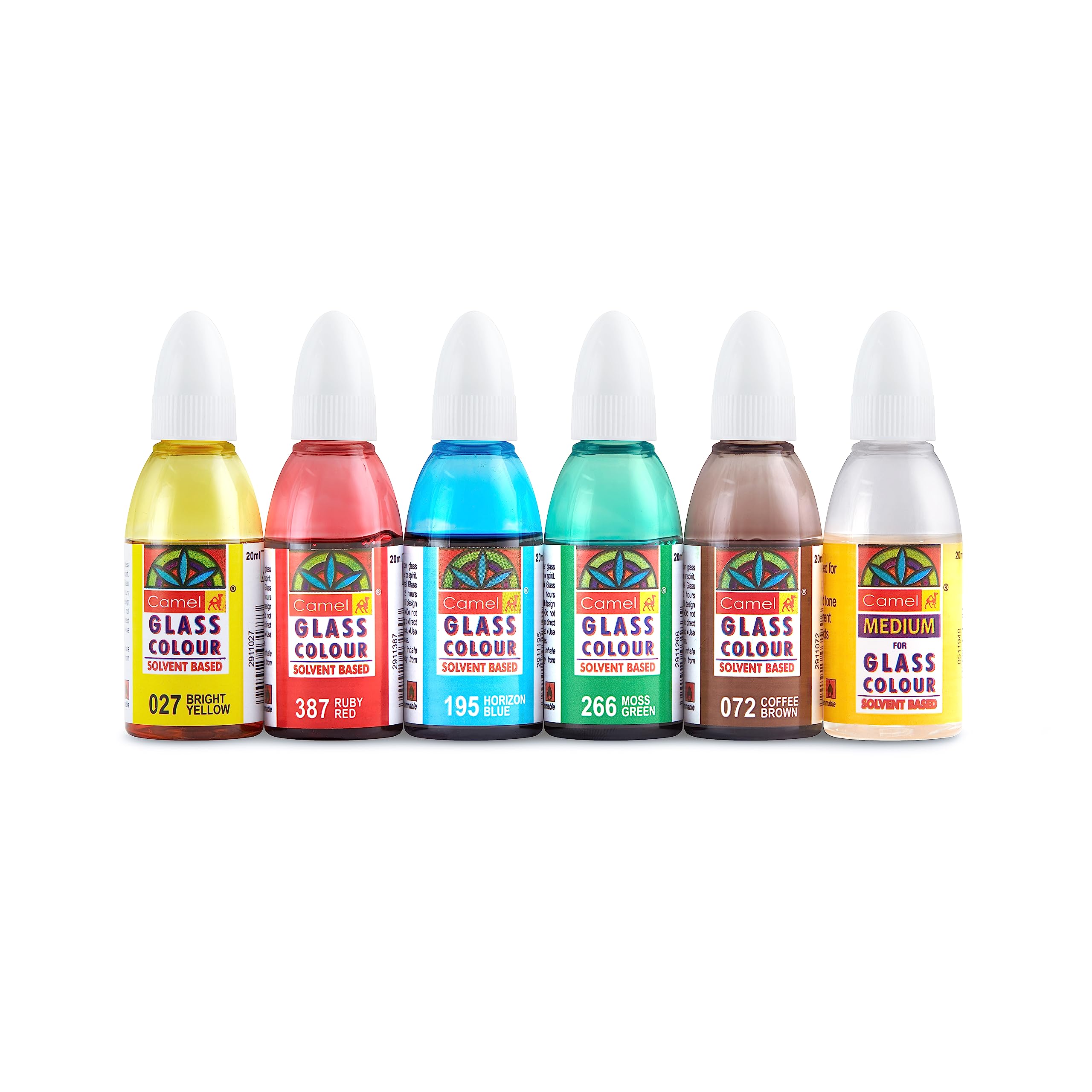 Glass Colours Solvent Based 6 Bottles Glass Liner 1Set Camel
