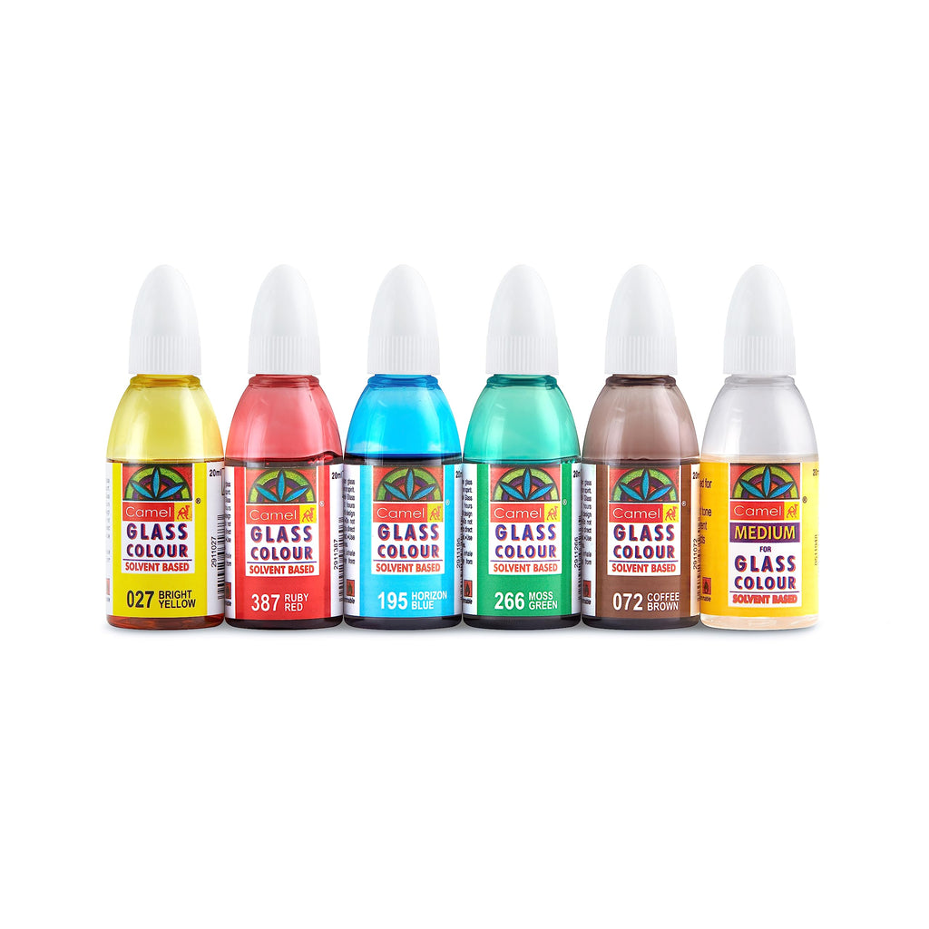 Glass Colours Solvent Based 6 Bottles Glass Liner 1Set Camel