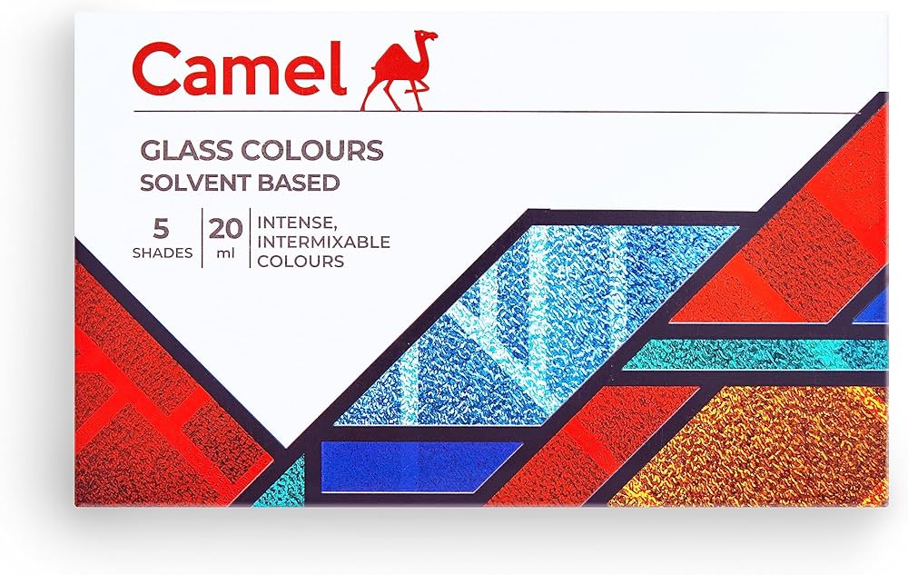Glass Colours Solvent Based 6 Bottles Glass Liner 1Set Camel
