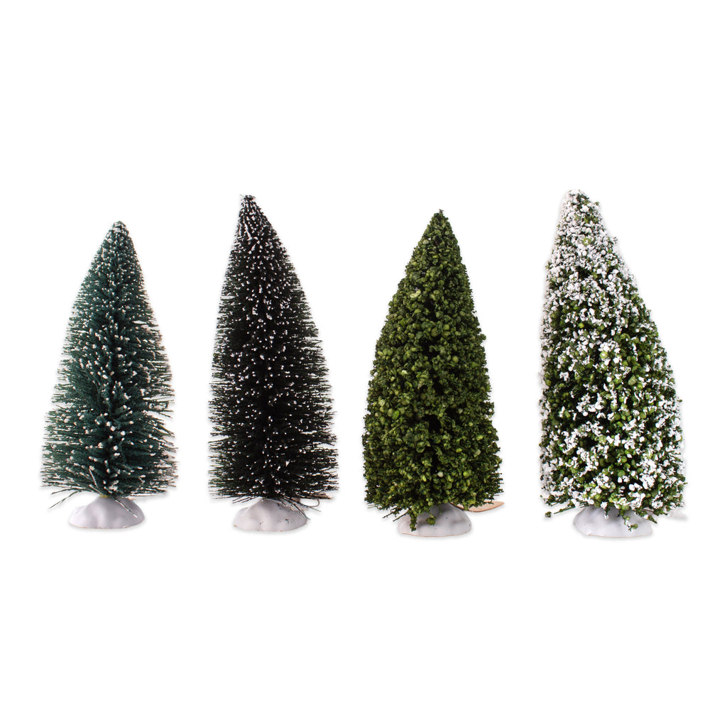 Flocked Bristle Tree with White Base Snow 14cm 1pc
